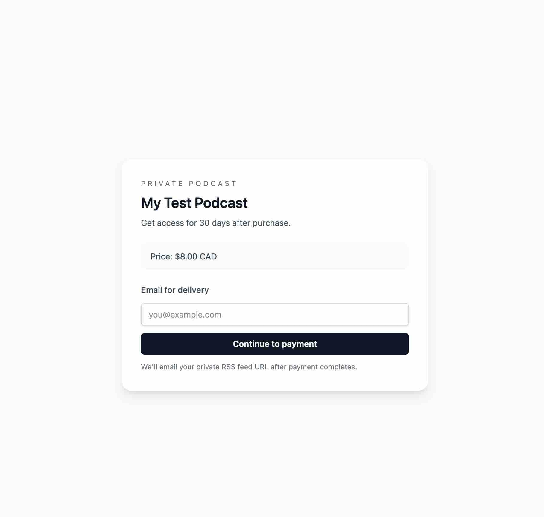 Podcast purchase link page
